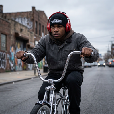 Bullyz Hieroglyphic Tag Cuffed Beanie – firefly gemini flash put this on young urban man riding chromed out bicycle listening