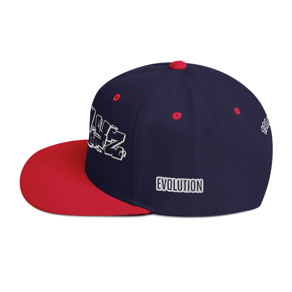 Navy and Red Bullyz Hieroglyphic Crown – left side